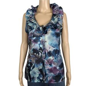 Taylor Purple & Blue Floral 100% silk Top
